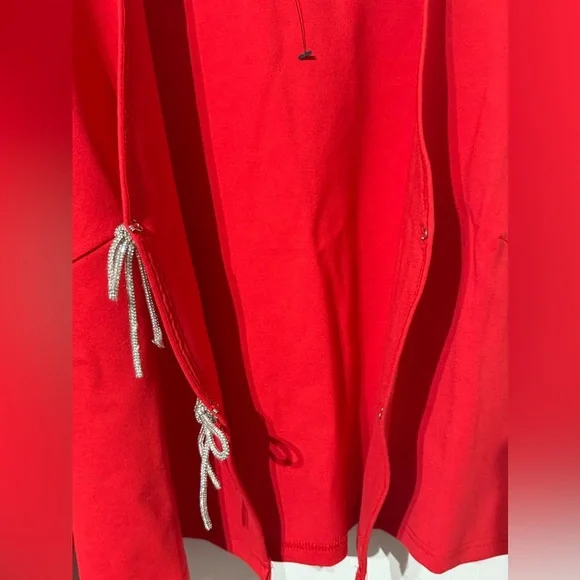 Dolan Red Blouse Dolan sparkle Bow-Front Cardigan Top eye and hook clasps size S